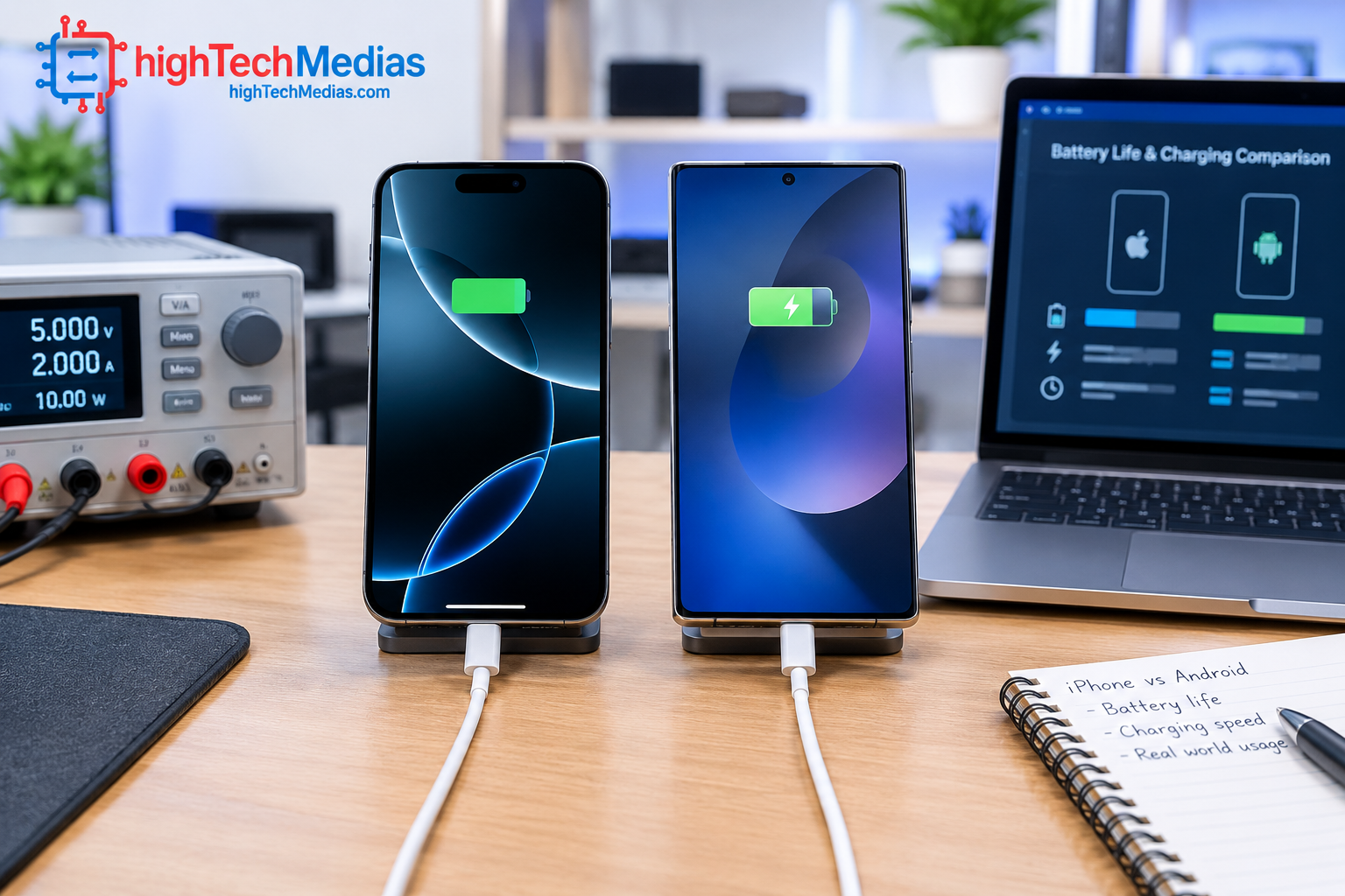 iPhone vs Android smartphone battery life and charging comparison