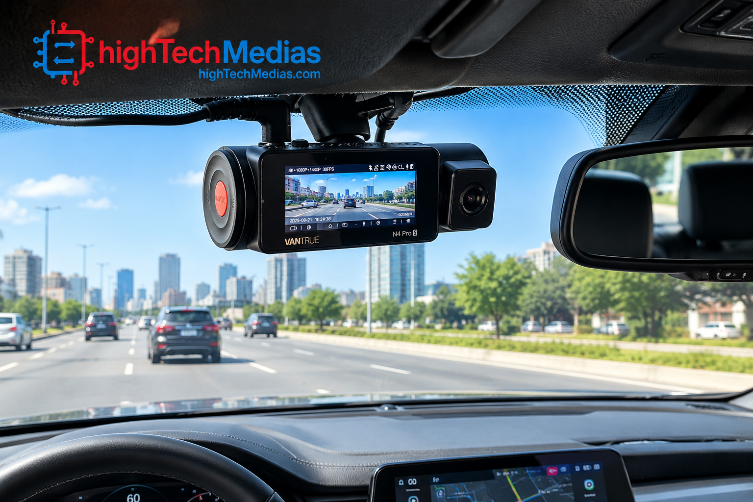Vantrue N4 Pro three-channel dash cam with front cabin and rear cameras