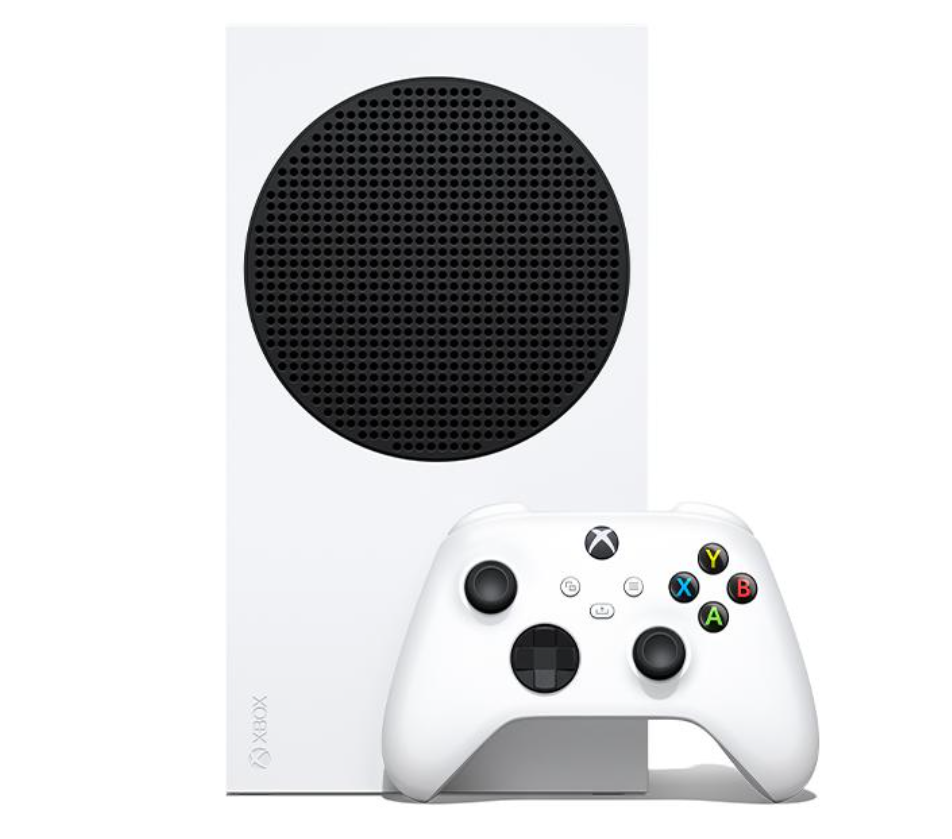 Compact white Xbox Series S console with wireless controller