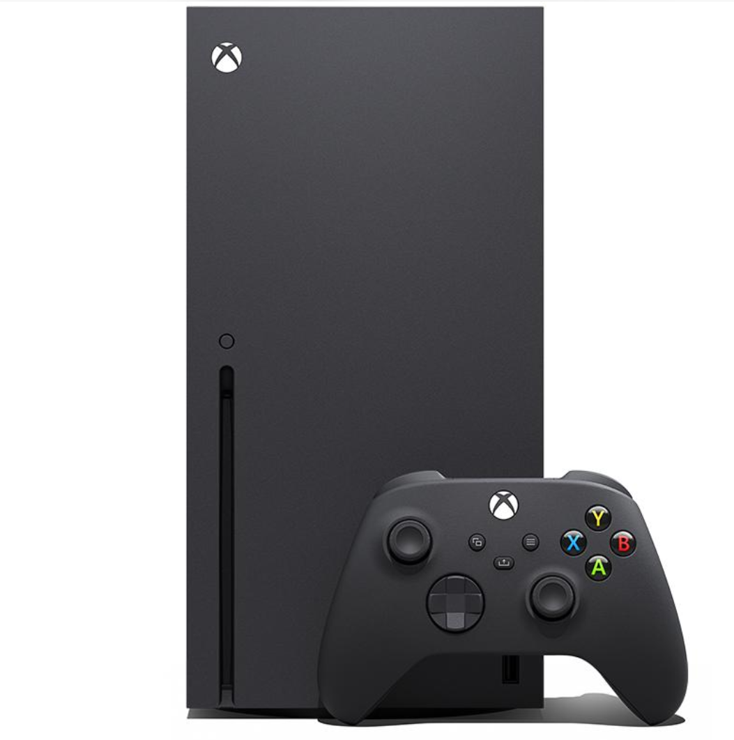 Xbox Series X black gaming console and wireless controller