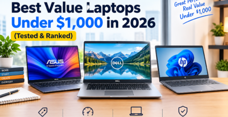 Best value laptops under $1,000 in 2026, featuring ASUS, Dell, and HP laptops tested and ranked