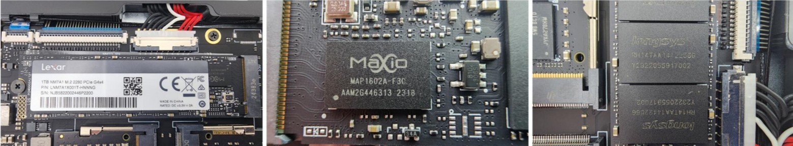 Ninkear A15 Plus laptop with Lexar NM7A1 1TB SSD and Maxio MAP1602 controller