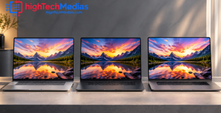 Comparison of laptop displays illustrating 2.2K, 2.5K, and 3K screen resolution options