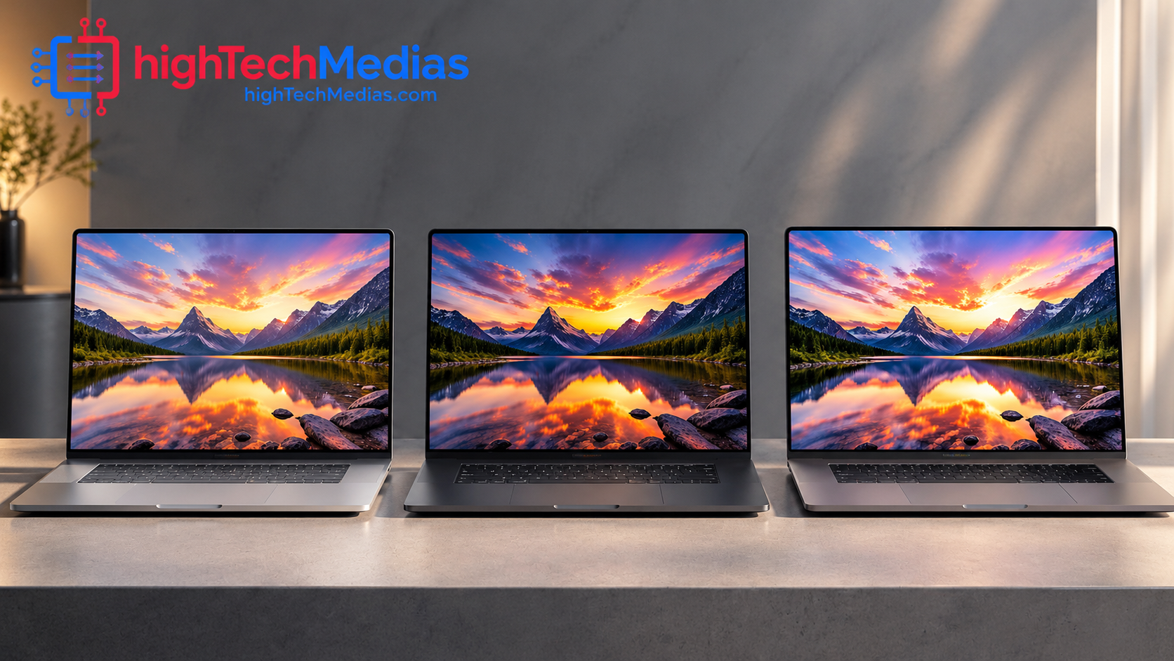 Comparison of laptop displays illustrating 2.2K, 2.5K, and 3K screen resolution options