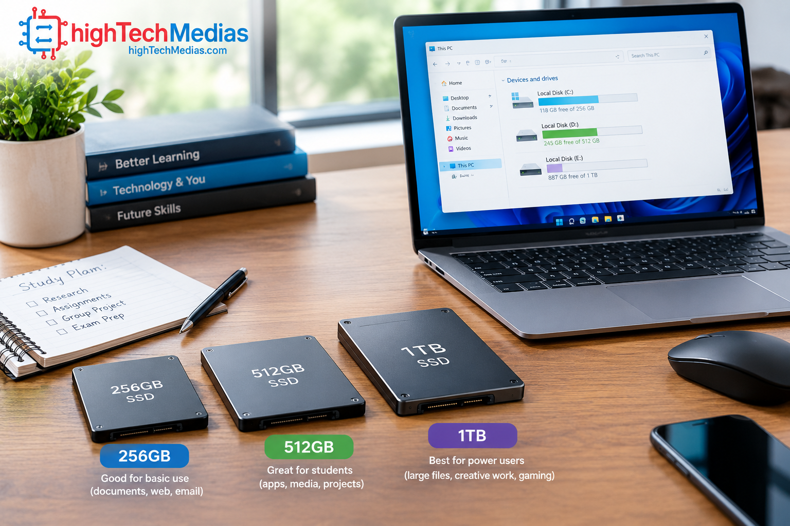 256GB vs 512GB vs 1TB SSD laptop storage comparison