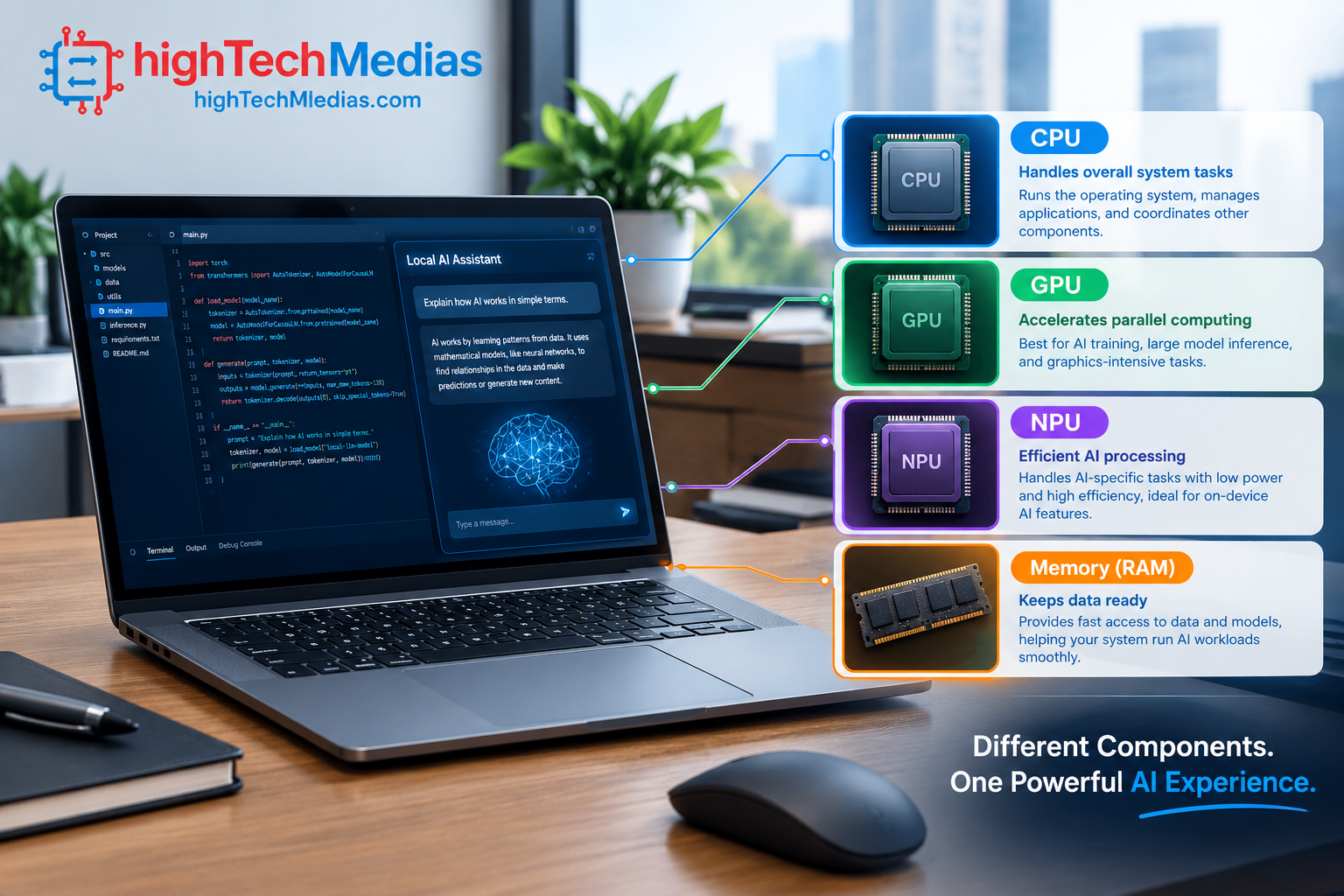 AI laptop GPU NPU and memory components explained