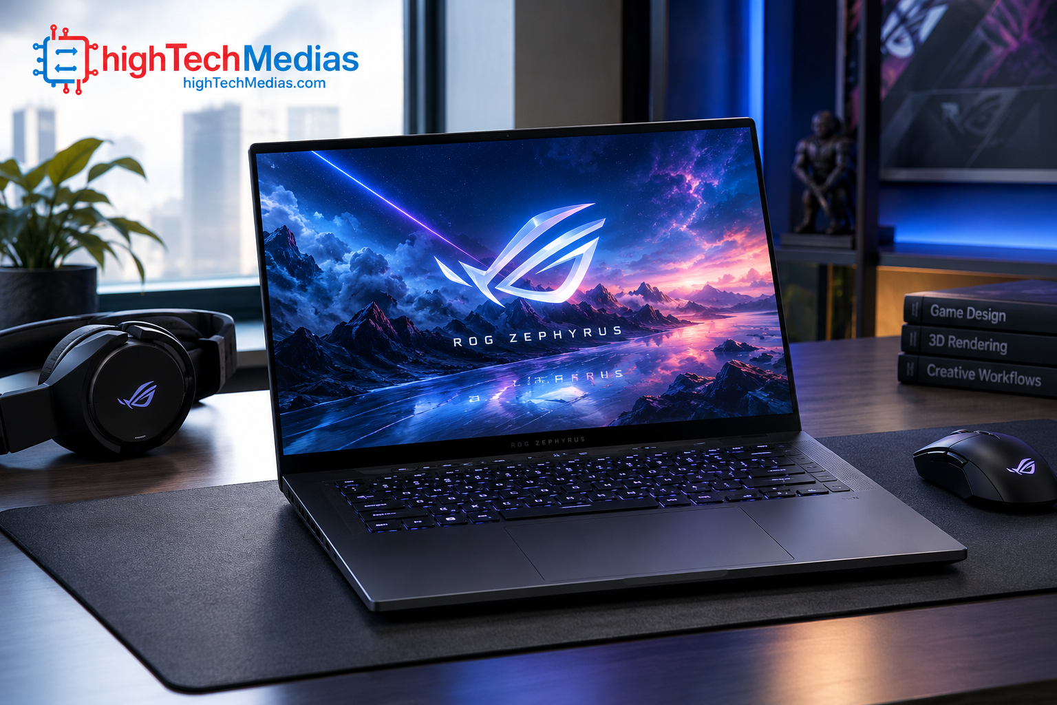 ASUS ROG Zephyrus G16 gaming laptop with an RGB keyboard, high-resolution display, and premium design for gaming and creative workloads.