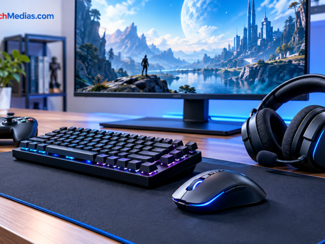 Best gaming accessories in 2026, including a gaming mouse, mechanical keyboard, headset, and controller.