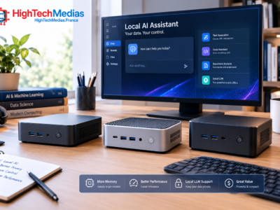 Best mini PCs for running AI locally in 2026, featuring compact AI computers in a modern home office.
