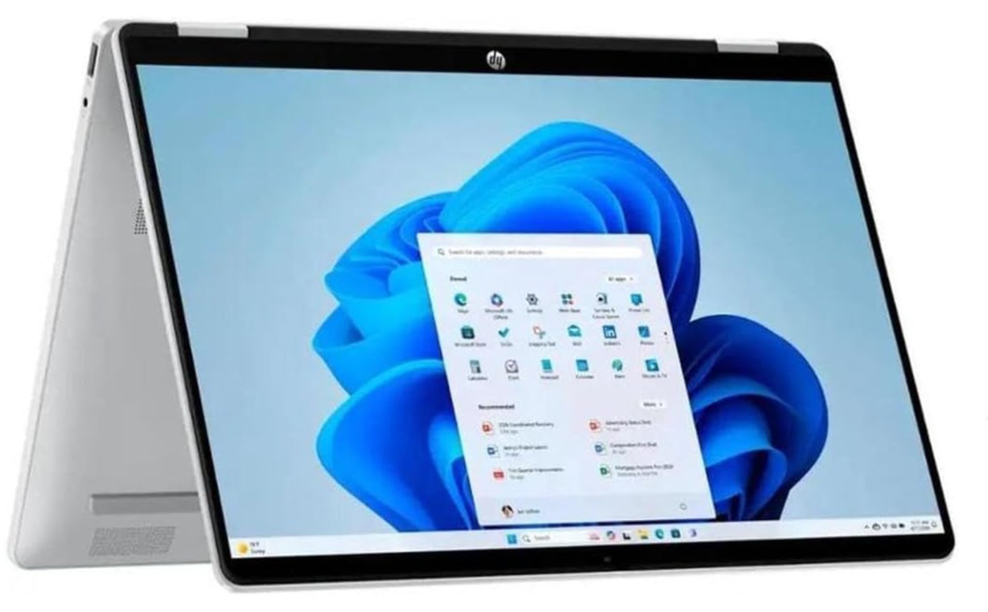 HP OmniBook 5 Flip 14 convertible laptop with Intel Core 7 150U processor, 14-inch 2K touchscreen, 16GB RAM, and 512GB SSD.
