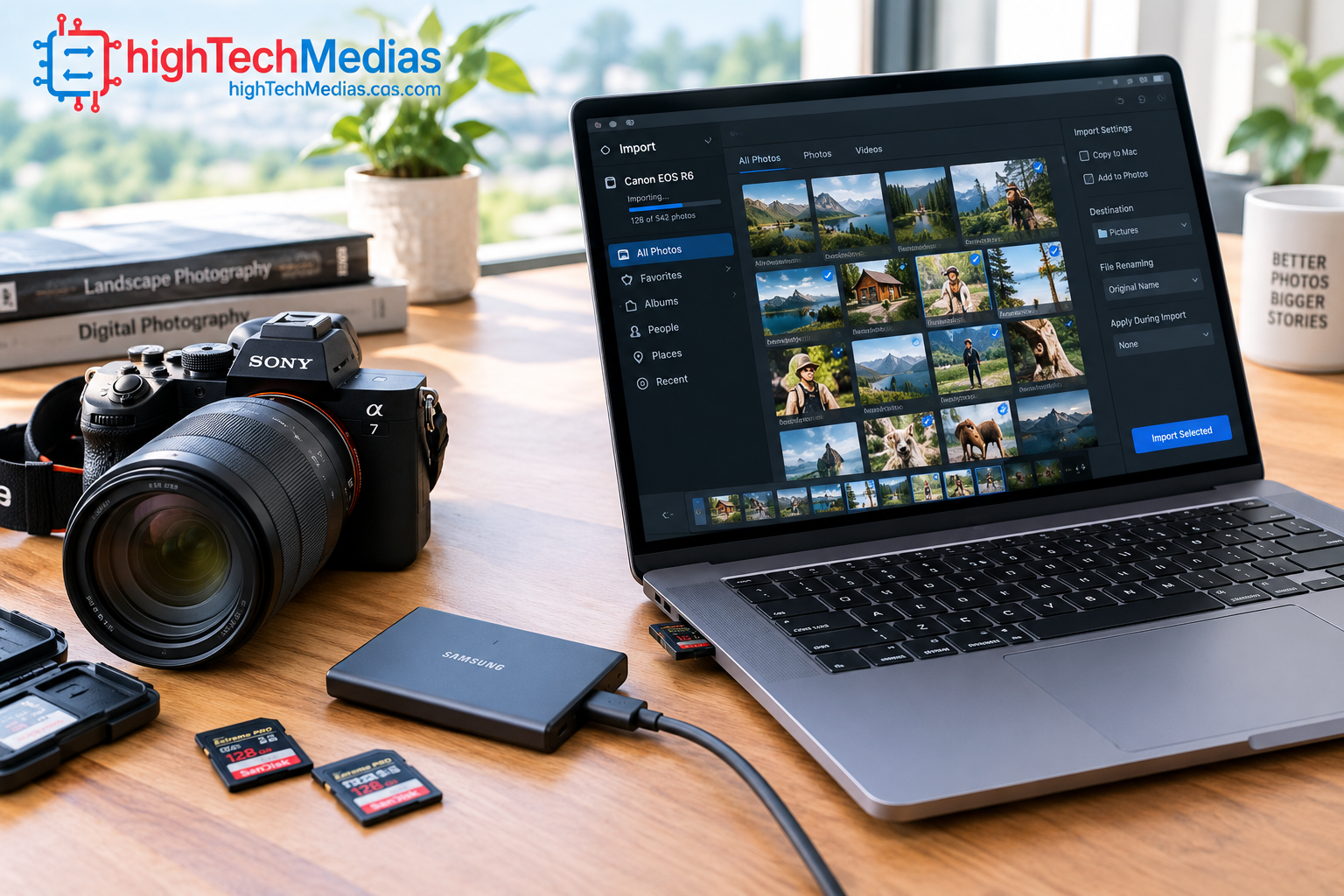 laptop-sd-card-reader-photography-workflow.png Laptop SD card reader transferring photos from camera for creative workflow