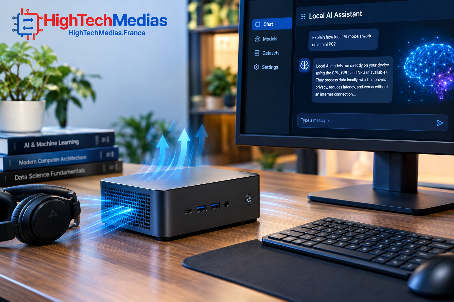 Compact mini PC running a local AI model with airflow and cooling considerations