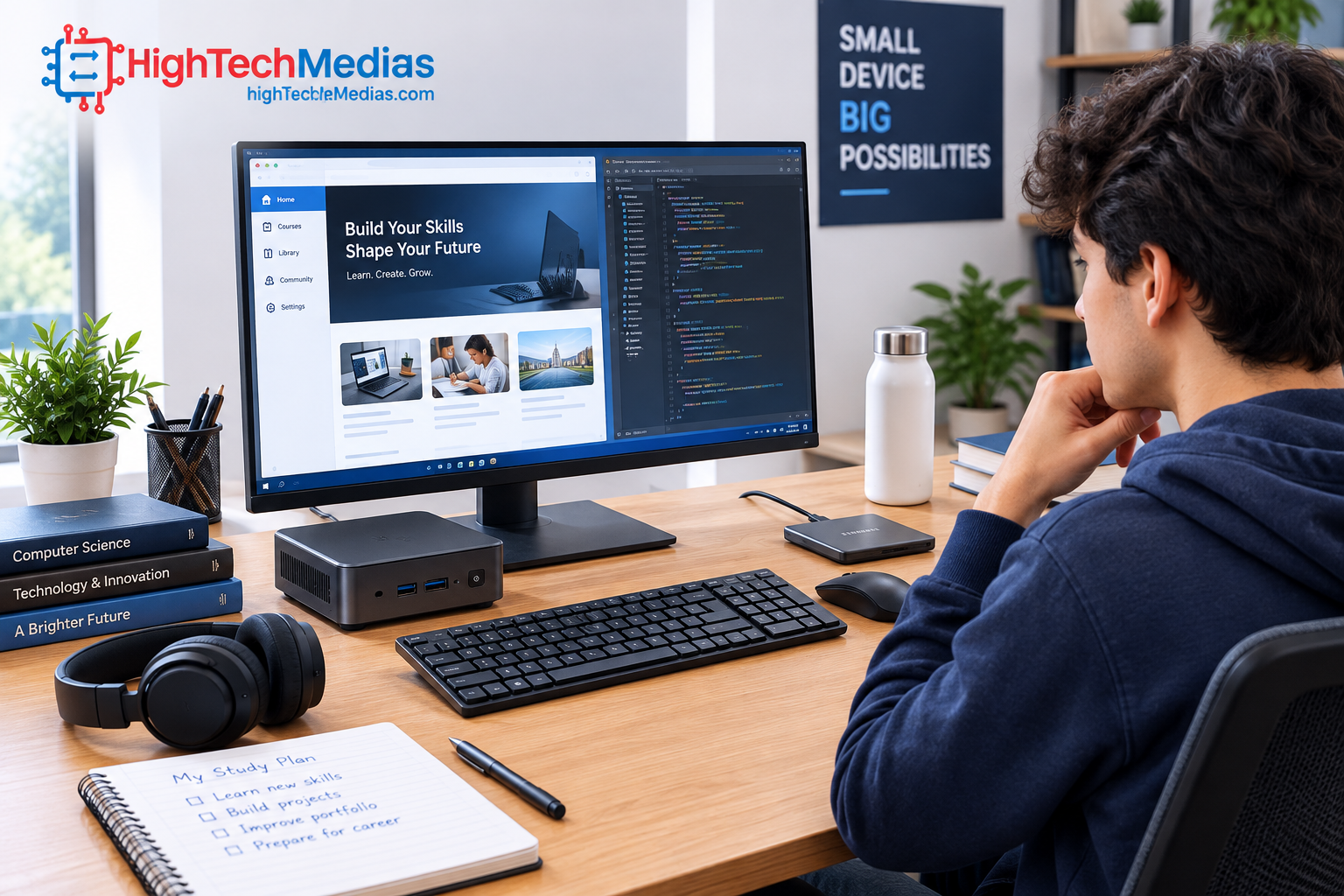 mini PC student budget buying guide with monitor keyboard and accessories
