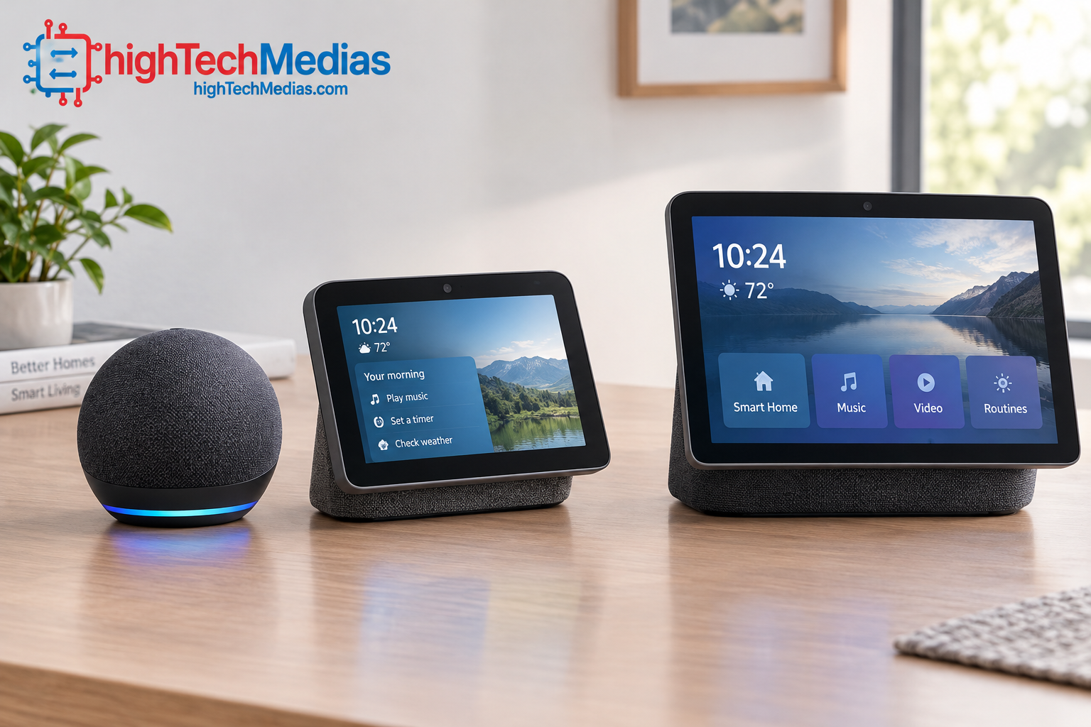 smart-home-assistant-budget-value-comparison.webp Smart home assistant devices at different price points arranged on a desk